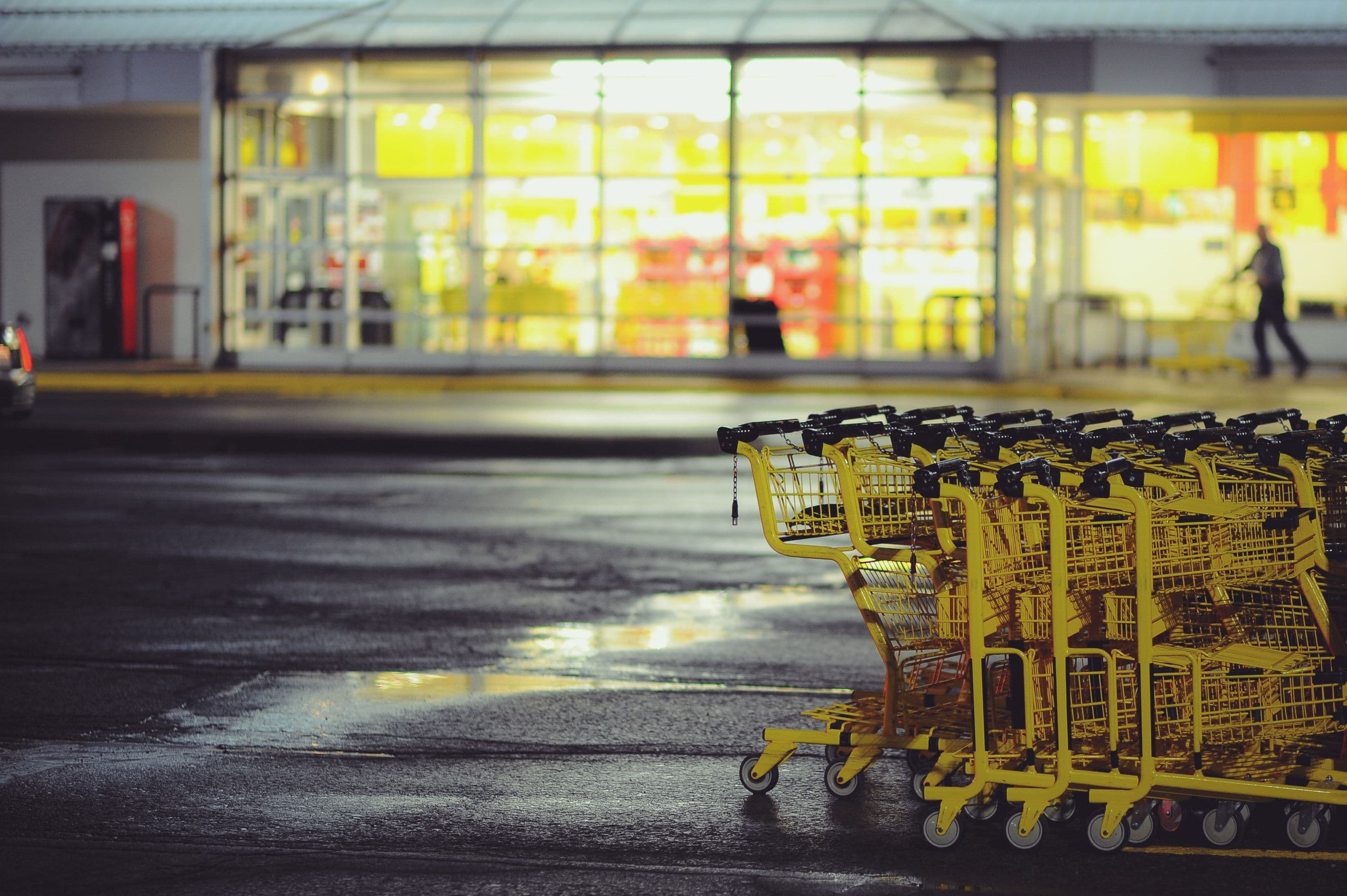 Shopping carts in front of commerce