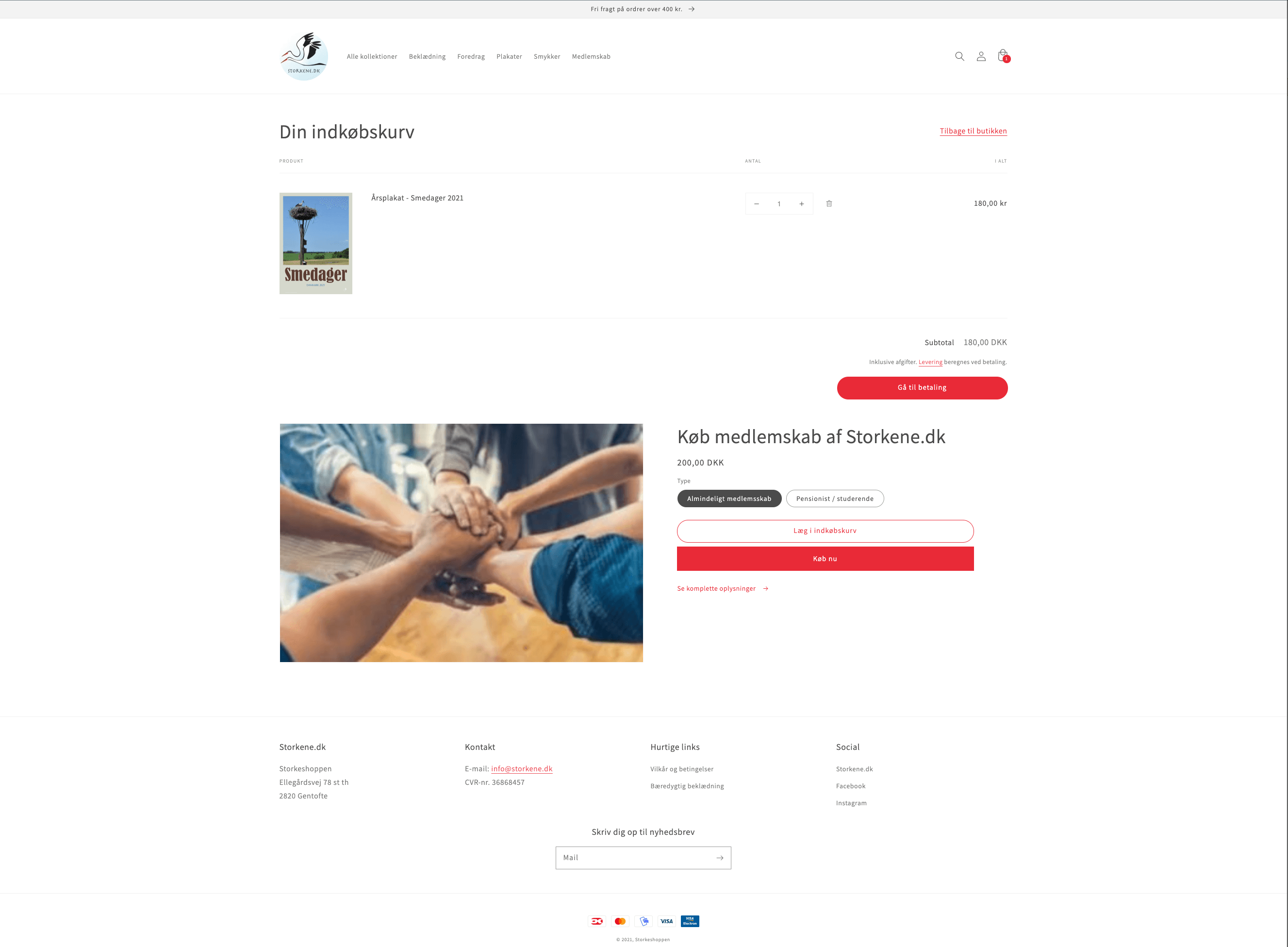 Storkene webshop - Showing the cart